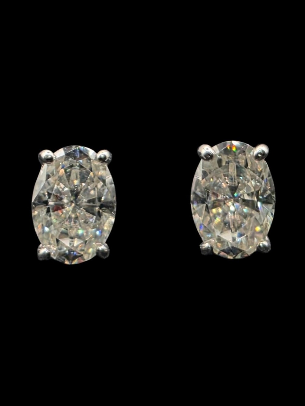 2.00 CTW Oval Moissanite Stud Earrings 925 Sterling Silver